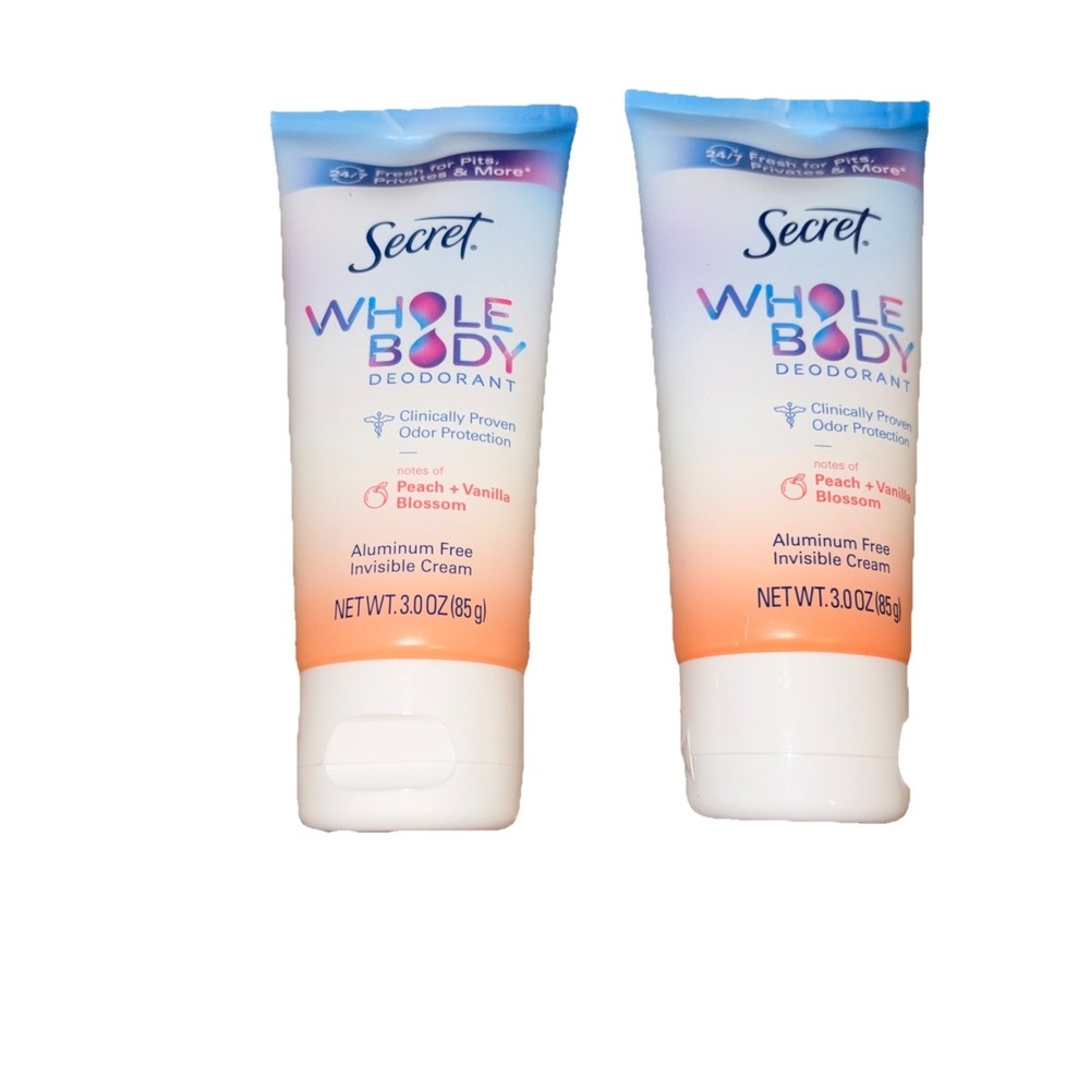 2~Secret Whole Body Aluminum Free Deodorant‎ Cream, Peach+Vanilla Blossom 3oz